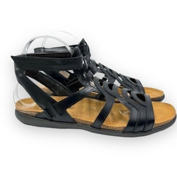 Naot Shoes - Naot Womens Sara Black Leather Gladiator Sandals Shoes Size 11